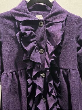 Purple Ruffle Front Girls Coat